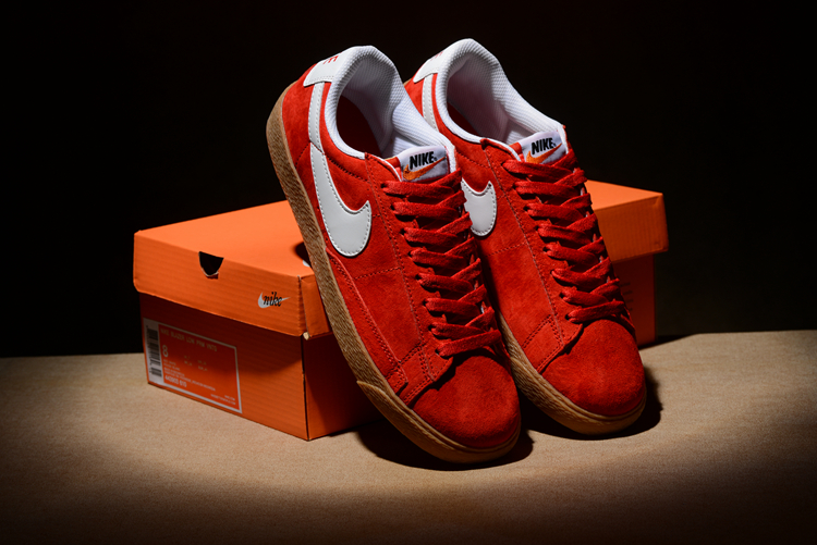 Nike Blazer Low PRM VNTG Red White Shoes - Click Image to Close